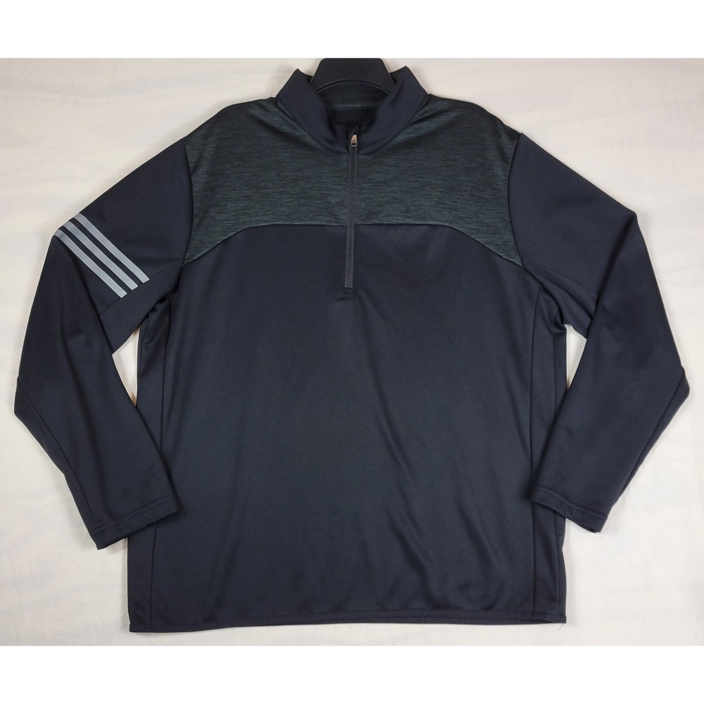Adidas Golf Mens XL 1/4 Zip Pullover Black Heathered Grey DP4394 Long Sleeve